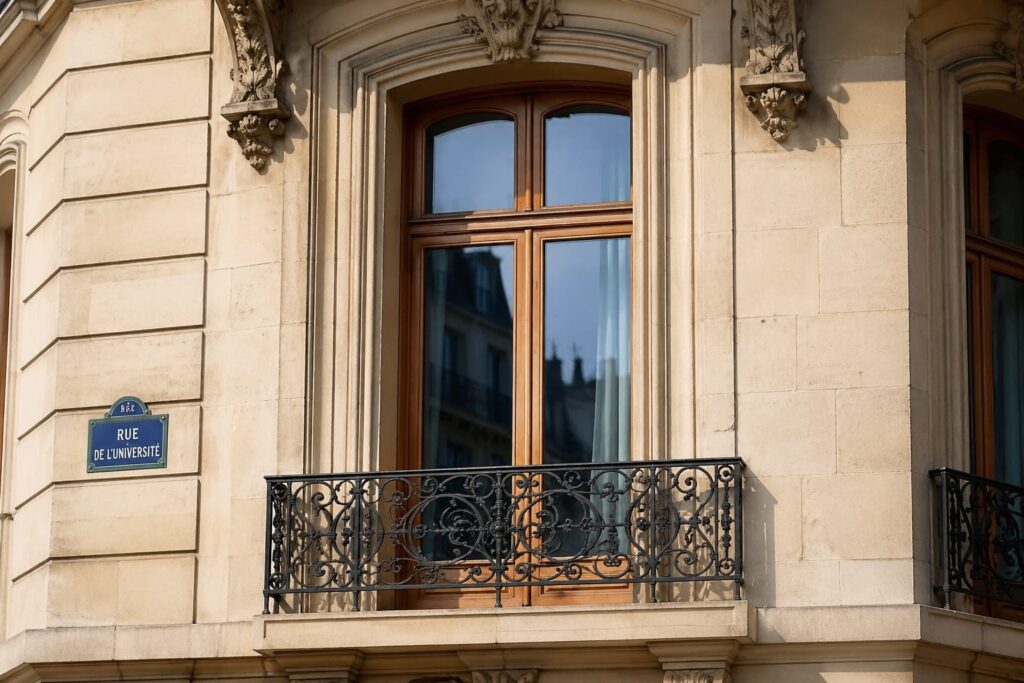 fenetre en bois marron sur une fenêtre appartement paris