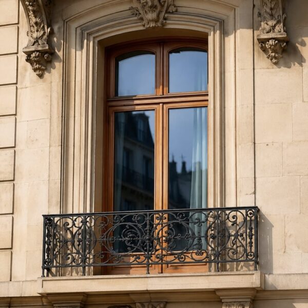 fenetre en bois marron sur une fenêtre appartement paris