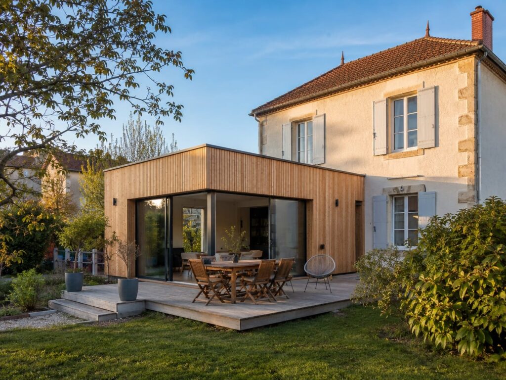 Extension bois à toit plat - une manière sobre d’agrandir la maison