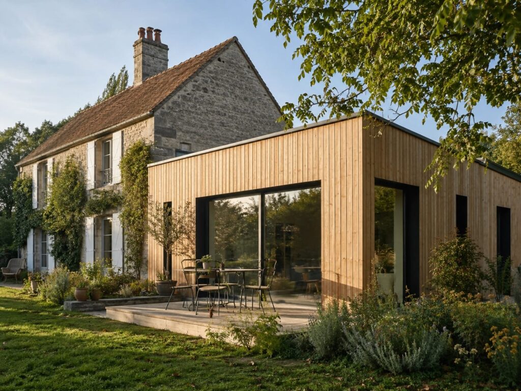 Extension bois à toit plat - une manière sobre d’agrandir la maison