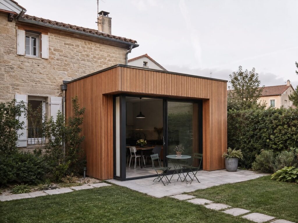 Extension bois à toit plat - une manière sobre d’agrandir la maison